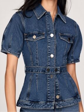 NWT Aligne Denim Jette Top Short Sleeve Belted Size 10